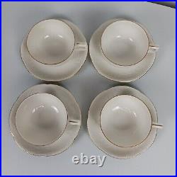 Rosenthal China Gold Rim Sansoucci Set Of 4 Cups And Saucers Porcelain Embossed