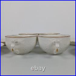 Rosenthal China Gold Rim Sansoucci Set Of 4 Cups And Saucers Porcelain Embossed