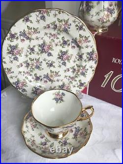 Royal Albert Bone China 100 Years English Chintz Teapot Set 22ct Gold 1st
