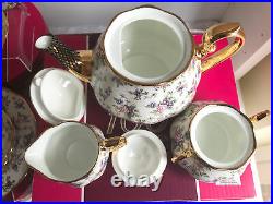 Royal Albert Bone China 100 Years English Chintz Teapot Set 22ct Gold 1st