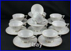 Royal Bayreuth White Pink Flowers Gold Trim Scalloped Set 10 Cups Saucers