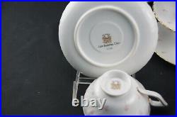 Royal Bayreuth White Pink Flowers Gold Trim Scalloped Set 10 Cups Saucers