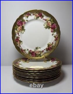 Royal Chelsea Golden Rose 10 Plate Set 8.25 Heavy Gold Bone China England Royal Chelsea Golden Rose 10 Plate Set 8.25 Heavy Gold Bone China England