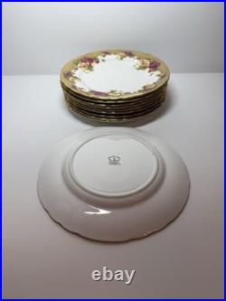 Royal Chelsea Golden Rose 10 Plate Set 8.25 Heavy Gold Bone China England