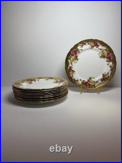 Royal Chelsea Golden Rose 10 Plate Set 8.25 Heavy Gold Bone China England