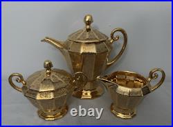 Royal China Limoges French Hand Painted 24k Gold Encrusted Tea Serving Set, EUC