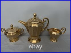 Royal China Limoges French Hand Painted 24k Gold Encrusted Tea Serving Set, EUC