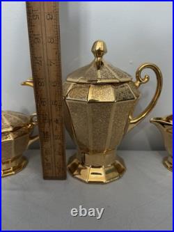 Royal China Limoges French Hand Painted 24k Gold Encrusted Tea Serving Set, EUC