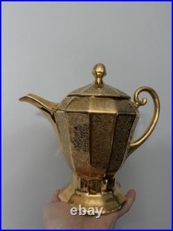 Royal China Limoges French Hand Painted 24k Gold Encrusted Tea Serving Set, EUC