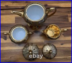 Royal China Limoges French Hand Painted 24k Gold Encrusted Tea Serving Set, EUC