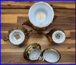 Royal China Limoges French Hand Painted 24k Gold Encrusted Tea Serving Set, EUC