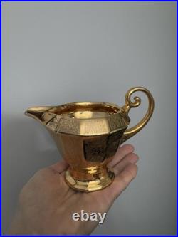 Royal China Limoges French Hand Painted 24k Gold Encrusted Tea Serving Set, EUC