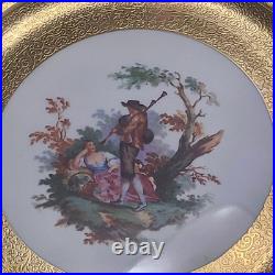 Royal China Set of 10 22k Gold Encrusted Charger Plates Courting Couple 10.25in Royal China Set of 10 22k Gold Encrusted Charger Plates Courting Couple 10.25in