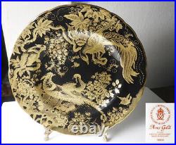Royal Crown Derby AVES GOLD Salad/Accent Plate BLACK