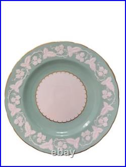 Royal Crown Derby England Kendal Celadon Floral Vine Embossed 9 Plate Set Of 12