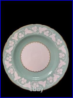Royal Crown Derby England Kendal Celadon Floral Vine Embossed 9 Plate Set Of 12