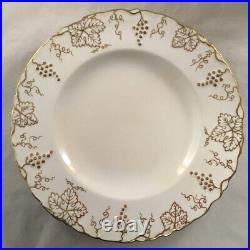 Royal Crown Derby Fine Bone China Vine Gold Pattern Set Of 10 Luncheon Plates