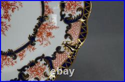 Royal Crown Derby Imari Style 3679 Red Floral Cobalt & Gold 8 7/8 Plate C. 1894