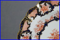 Royal Crown Derby Imari Style 3679 Red Floral Cobalt & Gold 8 7/8 Plate C. 1894