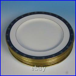 Royal Doulton China Cobalt Blue Gold Encrusted Band 7 Dinner Plates 10½