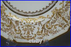 Royal Doulton Raised Gold Floral Scrollwork Beaded Gold 10 1/2 Inch Plate A