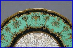 Royal Doulton Raised Gold Floral Scrollwork Urns Green & Black 8 Inch Plate