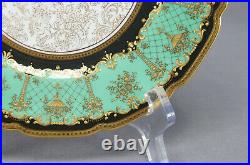 Royal Doulton Raised Gold Floral Scrollwork Urns Green & Black 8 Inch Plate
