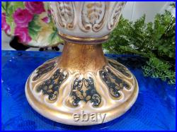 Royal Kinran Nippon cabbage rose mums vase Pitcher Urn thick gold