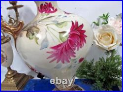 Royal Kinran Nippon cabbage rose mums vase Pitcher Urn thick gold