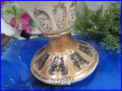 Royal Kinran Nippon cabbage rose mums vase Pitcher Urn thick gold
