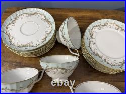 Royal Tettau Duchess Blue Green 39 Pc China Set Germany 1794 8 Place Settings