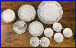 Royal Tettau Duchess Blue Green 39 Pc China Set Germany 1794 8 Place Settings