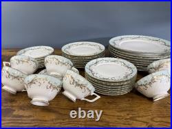 Royal Tettau Duchess Blue Green 39 Pc China Set Germany 1794 8 Place Settings