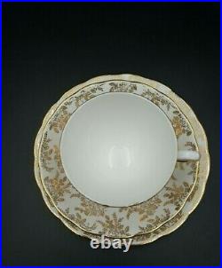 Royal Vale Bone China Gold Tea Cups/Saucers/Plates Part Tea Set-Excellent