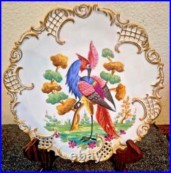 Royal Vienna Austria 9.75 Dinner Plate Gold Encrusted Exotic Bird Ovington Bros