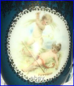 Royal Vienna Tea Cup & Saucer Cobalt w Gold Porcelain Bone China w Cherubs Pic