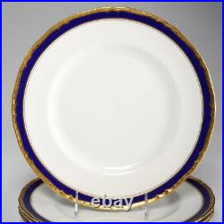 Royal Worcester Aston Cobalt Blue Gold Dinner Plates 10.75 Vintage 4pc Set E