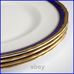 Royal Worcester Aston Cobalt Blue Gold Dinner Plates 10.75 Vintage 4pc Set E