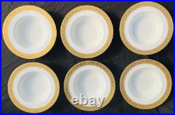 Royal Worcester Gold Encrusted C-1393 8 Rimmed Soup Bowls Set Of 6 EUC