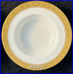 Royal Worcester Gold Encrusted C-1393 8 Rimmed Soup Bowls Set Of 6 EUC
