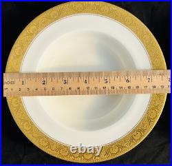 Royal Worcester Gold Encrusted C-1393 8 Rimmed Soup Bowls Set Of 6 EUC