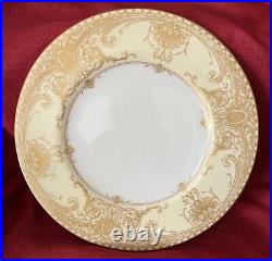 Royal Worcester Gold Encrusted Cream Rim 6 Dinner Plates C2645 RARE ca 1925