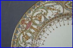 Royal Worcester Neoclassical Multi Color Floral Scrolls Gold 10 1/2 Inch Plate