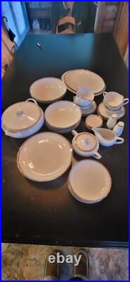 Royalton China Company 45 Piece Translucent Porcelain Double Gold Rim Fine