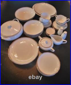 Royalton China Company 45 Piece Translucent Porcelain Double Gold Rim Fine