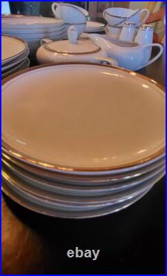 Royalton China Company 45 Piece Translucent Porcelain Double Gold Rim Fine