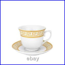 Royalty Porcelain 17-pc Tea set Greek Key Ornament For 6, Bone China (Gold)