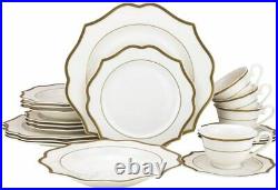 Royalty Porcelain 20 Pc'Goldie' Luxury Gold Dinner Set, Premium Bone China