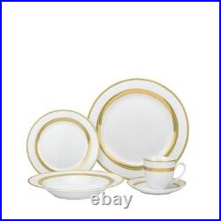 Royalty Porcelain 20-pc'Gold Rope' Dinner Set, Bone China