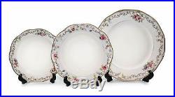Royalty Porcelain 20-pc Ruby Rose Dinnerware Set, 24K Gold Premium Bone China